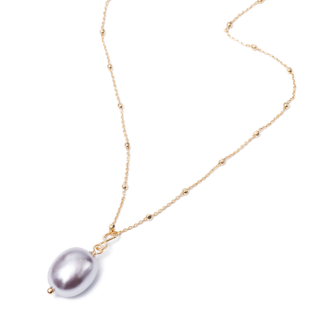 Pearl Halskæde med Metallic Rosa Shell Perle